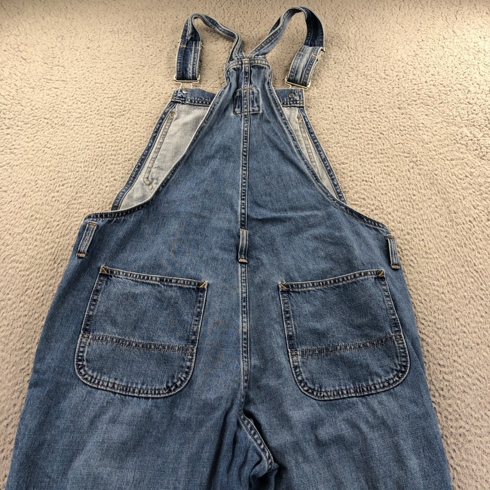 Gap Overalls Womens Medium Blue Indigo Slouchy Denim Bib Cotton Pockets Jeans - Picture 5 of 11